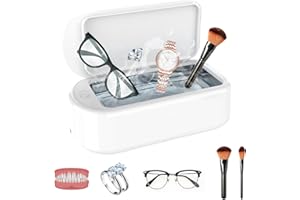 SPEEDY BEE Dispositivo de limpieza por ultrasonidos, dispositivo de limpieza ultrasónica profesional, gafas pequeñas - Limpiador ultrasónico portátil para anillo dental, prótesis dentales, correa de reloj de