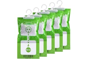 EANJIA 5 Pack Kitchen Bathroom Wardrobe Hanging Hygroscopic Anti-Mould Deodorizing Moistureproof Desiccant Bag, Dehumidification Process Could be Witness