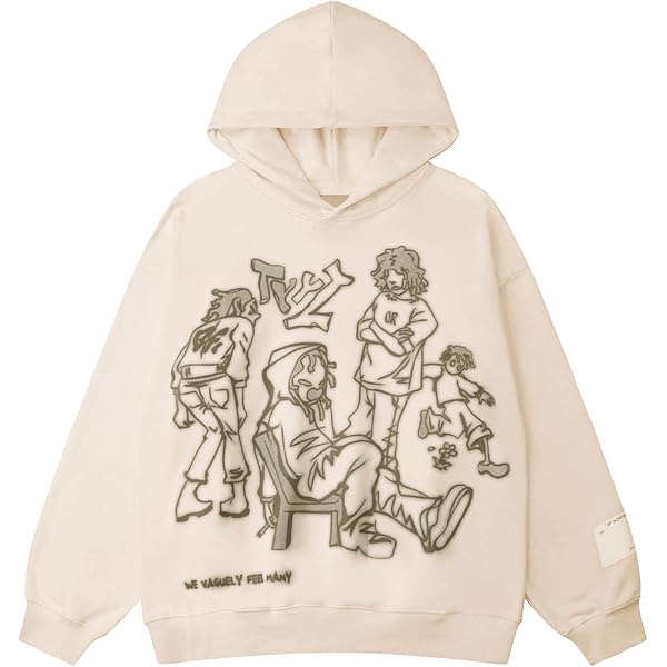 Aelfric Eden Maglione Unisex Con Cane Cartoon – Felpa Invernale A Maglia, Modello Y2K Oversize, Grigio/Albicocca - 6