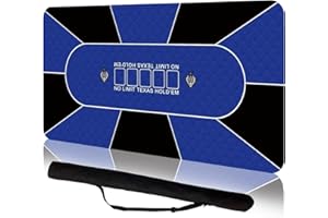 FUNVALLEY SURPERFECT Professional Poker Mat 120 x 60 cm, 8 Player Portable Rubber Texas Hold'em Poker Table Top Layout w/Carrying Bag to Play Cards, Poker Games, Blackjack, Casino