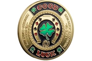 YIQILAFADA Poker Card Guard Coin Collectibles Table Games Poker - Good Luck, Las Vegas, Poker Accessories, Pot Committed, Shark, Donkeys, Quees, Ace King Lucky Coin