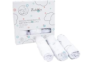 BUBBLIN - COCCOLA IL TUO BIMBO Bubblin, Set di 3 Mussole Neonato, 80x80 cm, Teli Neonati Quadrati, Tessuto doppio,100% Cotone Naturale, Certificato OEKO-TEX, Copertina Neonato, Unisex, morbide e soffici, Regalo Neonati (Bollicine)