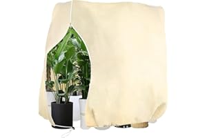 alouweekuky Voile D'hivernage 200 X 240 cm, Voile Hivernage Plante Exterieur 80 g/m² Respirante avec Fermeture éclair et Cordon, Housse Hivernage Plante Exterieur Convient aux Palmiers pour Hiverner