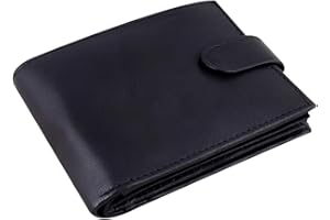RAS WALLETS Black Real Leather Wallets for Men - RFID Blocking Wallet Men UK - Bifold Card Case Purse Wallet with 3 Clear ID Window Pockets and Coin Pouch #335