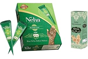 Behal International Neha Henna Mehandi-Kegel, mit Mehandi-Öl, 12 Stück