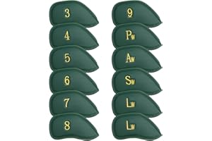 CRAFTSMAN GOLF Juego de 12 Fundas Gruesas de Piel sintética para Cabeza de Hierro de Golf, se Adapta a Todas Las Marcas, Disponible para versión Personalizada