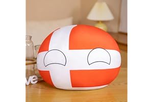 JUNZIWING 30Cm Polandball Plush Doll, Cosplay Countryball France Germany Cananda Italy Stuffed Toys Home Decoration Ornament, Denmark