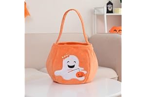 YOUCUT Halloween Trick or Treat Bags, Pumpkin Elf Buckets Gift Bags with Handles Halloween Goodie Bags Party Supplies for Trick or Treat (white ghost)