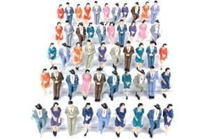 YUETTYY Lot de 50 figurines peintes à l'échelle 1/32 - Personnes assises - Train de passagers - Modèle en plastique pour scènes miniatures - Micro paysage aléatoire