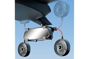 Kwak's Ventilateur de voiture USB 12 / 24V pour rétroviseur intérieur de voiture, ventilateur de refroidissement de voiture réglable à 360 degrés pour SUV, RV, Van
