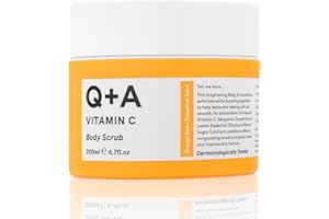 Q+A Vitamin C Body Scrub (200ml), Exfoliating Body Scrub, Brightening and Hydrating Sugar Scrub with Citrus Essential Oils, Vitamin C and Evening Primrose Oil