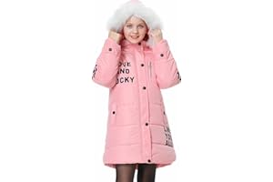 Willheoy Manteau Longe Enfant Fille Doudoune avec Capuche en Fourrure, Blouson d'hiver Epais Chaud