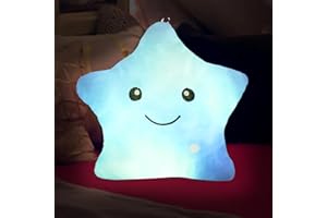 Exsivemy Sensory Toys for Autism For 2 3 4+ Years, Sensory Toys Plush Pillow For Kids, Light Up Stars Stuffed Toys, Sleep Aid Toys For Girls Boys or Adults (Blue)