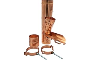 Sanitärshop Baustoffe & Sanitär Copper Leaf Trap with Basket 100 mm - Rain Pipe Flap with Removable Leaf Basket - Includes 1 Plug-In Sleeve and 2 Screw Pipe Clamps