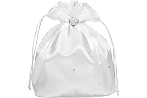 STOBOK Bridal Flower Bag - Elegant Satin Wedding Purse with Rhinestone Decoration for Bridesmaids and Flower Girls Perfect Wedding Accessory with Drawstring Handles