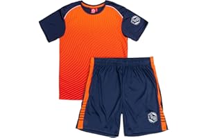 ALPHADVENTURE - Abbigliamento sportivo per bambini, set di 2 pezzi con tuta da ginnastica, maglietta a maniche corte e pantaloncini sportivi - Taglie da 6 a 14 anni
