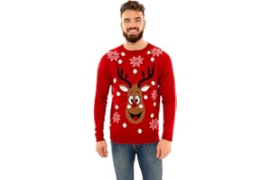 Style It Up Unisex Mężczyźni Kobiety Boże Narodzenie Zima Świąteczny Czerwony Nos Rudolf Sweter Miękki Ciepły Boże Narodzenie Nowość Sweter 3D