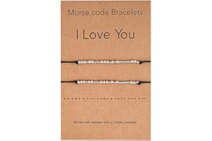 GOBFAR Bracciale, 2 Ti Amo Codice Morse Bracciali Coppie Amicizia, Bracciale Portafortuna di Coppia Braccialetti Intrecciato a Mano con Corda Nera Regali, Perline Braccialetto Set Regali Per Lui E Lei Regali
