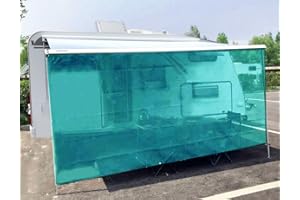 Tentproinc RV Awning Shade Screen 7' X 15' 3'' Gift Blue Sunshade Camping Trailer UV Sun Blocker Complete Kits - 3 Years Lasting