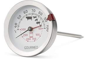 GOURMEO 2-in-1 Fleischthermometer - Bratenthermometer für Heißluft- oder Elektroöfen - für Fleisch- und Ofentemperatur - Grillthermometer analog mit 100-Grad-Celsius-Anzeige