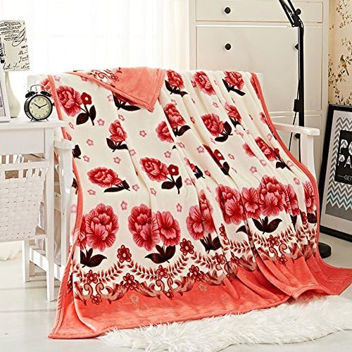 ShineMoon Home Bedding Collection Fluffy Fleece Bed Throw Blanket Girl Children's Room Decor Warm Blankets with Roses Pattern, 150x200cm