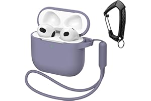 MATEPROX Silikonowe etui kompatybilne z AirPods 4, odporne na upadki, przenośne etui ochronne na słuchawki z brelokiem i smyczą do AirPods 4. generacji 2024 - lawendowy fioletowy