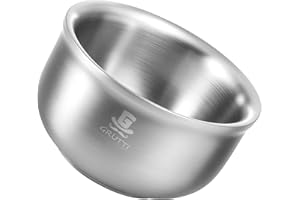 GRUTTI Premium Coppa per Rasatura 11.5cm (4.5") - Standard di Qualità Tedesco Acciaio Inox 304 Intero - Isolamento Termico a Doppio Strato per Rasatura Umidata