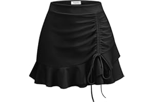 Aupuls Rock Damen Minirock mit Hose Kurz Röcke Rüschen Tennisrock Rockabilly für Kernaval