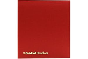 Exacompta - Ref 48/4-12Z - Guildhall - Headliner Case bound Hardback Account Book, 298 x 273mm, 4 Debit and 12 Credit Column, 80 Pages, Burgundy Vinyl Cover, Traditionally Sewn