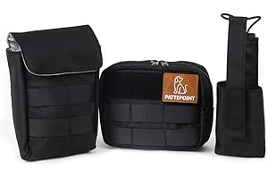 EASY JOY Pattepoint Zaino Accessorio Aggiuntivo, Dog Harness Bag per Sistema MOLLE Pettorina Tattica Cani, Borse Laterali per Pettorina Cani di Taglia Grande - Nero
