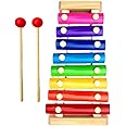 Webby Colorful 8 Different Tones Hand Knock Xylophone with 2 Wooden Mallets, Wooden Xylophone for Kids 1, 2+ Year Old Kids