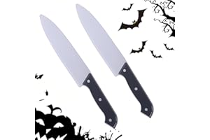 FIVEMILEBRO 2 Pièces Couteau d'Halloween avec du Sang 30.5cm, Couteau Horror Sanglant Réaliste et Effrayant pour Déguisement, Cosplay et Décoration de Fête, Style Scream (sans tache de sang)