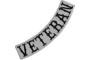 VEGASBEE Veteran Patch Embroidered Iron-On Patch Biker Jacket Rider Vest Rocker Gray Size 12" L USA Original (Grey-Black Bottom)