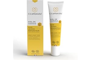 CICAMANUKA - Soin lèvres réparateur au miel de Manuka IAA15+ - Favorise la réparation des lèvres - Certifié Bio - 15ml