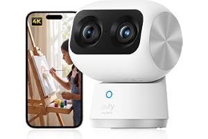 eufy Security Indoor Cam S350, Dual Cameras, 4K UHD Resolution Security Camera with 8× Zoom and 360° PTZ, Human/Pet AI, Ideal for Baby Monitor/Pet Camera/Home Security, Dual-Band Wi-Fi 6, Plug in