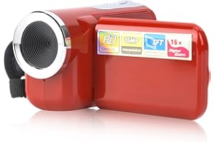 BINDPO Caméra vidéo numérique pour Enfants, caméscope d'enregistrement DV à Zoom numérique 1080P 16M 16X avec écran LCD TFT 2 Pouces pour la Prise de Vue Photographique(Rouge)