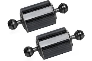 LetonPower Svart 5 tum kolfiber undervattensflottörarm (2-pack) – ultralätt dubbelt 2,5 cm bollflytsystem för dykbricka, videolampor och strober