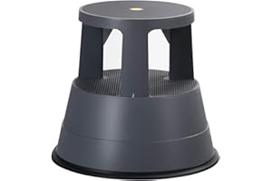 TANGZON Round Rolling Step Stool - 150kg Capacity, Non-Slip Rubber Platform, Swiveling Wheels, Bottom Ring, Lightweight for Household, Office, Garage, and Shop