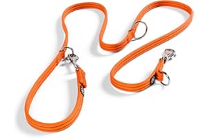 BullyBillows Double Ended Dog Lead - Multi-Functional Lead for Obedience or Distance Work - Medium to Long Length - Orange