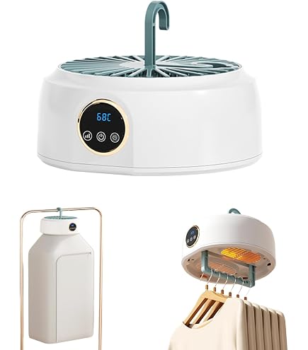 Asciugatrice Portatile Pieghevole Per Vestiti – Timer E Due Temperature, Con Copertura Antipolvere