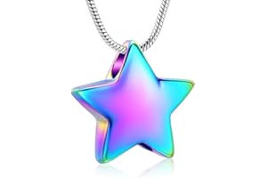 VCCWYQK Cremation Jewelry Small Star Urn Necklace for Ashes for Women Stainless Steel Memorial Necklace for Ashe Human Pet