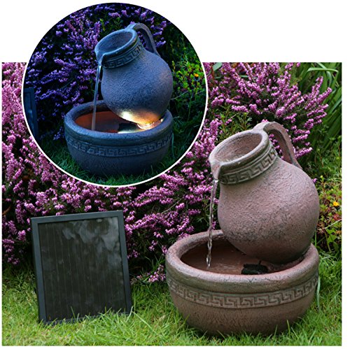 Solar-Gartenbrunnen mit Terrakotta-Effekt und LED-Beleuchtung - 2