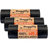 Baggifly, Garbage Bags 120L, 30 Extra Resistant Bags, Over 110 kg, 100% Recycles, Eco Friendly, Industrial, Garden, Construct