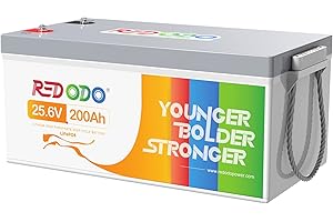 Redodo 24V 200Ah Batería Litio,Batería LiFePO4 con BMS 200A,Capacidad Maxima de Energía 5120Wh,4000-15000 Ciclos Profundos,Fuente de Alimentación de Reserva para Sistema Solar,Autocaravana