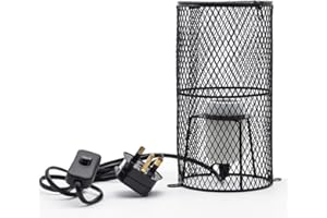 LUCKY FARM Reptile Pet Heat Lamp Lampshade Holder, Ceramic Heating Bulb Guard with Anti-hot Bracket for Lizard Turtle Snake Birds Chick, With Mounting Screw(Round)