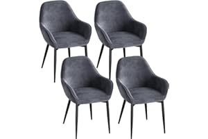 ‎ELUCHANG ELUCHANG Esszimmerstuhl 4er Set, Küchenstuhl, Polsterstuhl, Sessel Bequem mit Armlehne, Loungesessel, bis 120 kg Belastbar, Samt, für Esszimmer, Küche, Wohnzimmer, Dunkelgrau