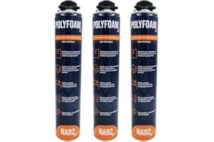 NA92 POLYFOAM Schiuma Poliuretanica Universale per Sigillare Incollare Riempire Isolare Coibentare Insonorizzare 750ML NA92 PRO (3, Per Pistola)