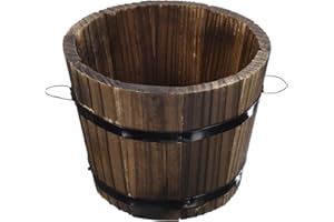 Hemoton Pot de fleurs rond en bois pour extérieur, jardin, maison, décoration de patio Taille M