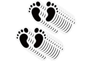 ‎YIKIADA YIKIADA Schwarz Bodenaufkleber mit Fußabdruck-Muster 10 × 15 cm Vinyl Selbstklebend Bodenmarkierungen für Kinder Abdruck Wasserdicht Boden Aufkleber 20 Blatt