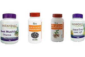 Patanjali Shatavar, Swet Mushli, Ashwagandha & Konch Beej Churna Shuddh Combo